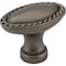 Elements 1-3/8" Overall Length Brushed Pewter Oval Rope Detailed Lindos Cabinet Knob Z115L-BNBDL - alternate 1